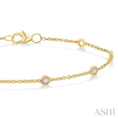 1/3 Ctw Rose Cut Diamond Link Chain Bracelet in 14K Yellow Gold