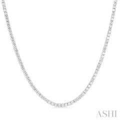 2 5/8 Ctw Round Cut Diamond Paperclip Chain Tennis Necklace in 14K White Gold