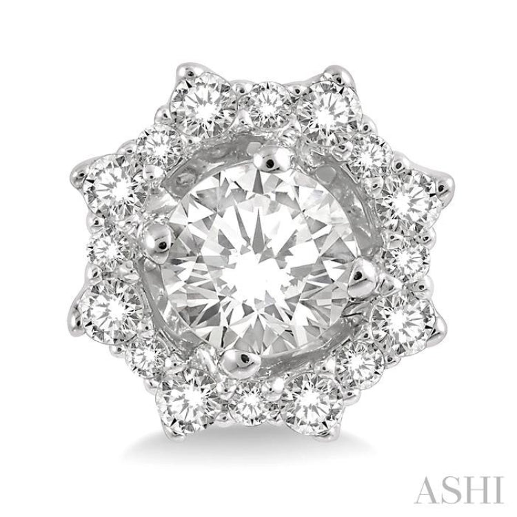 1/2 Ctw Floral Lattice Round Cut Diamond Earring in 14K White Gold