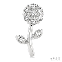 1/6 Ctw Petite Floral Round Cut Diamond Fashion Stud Earring in 10K White Gold