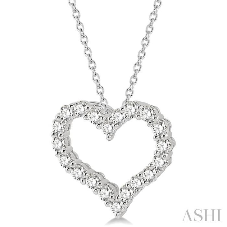 2 Ctw Heart Shape Round Cut Diamond Pendant With Chain in 14K White Gold