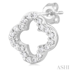 1/6 Ctw Petite Clover Round Cut Diamond Fashion Stud Earring in 10K White Gold