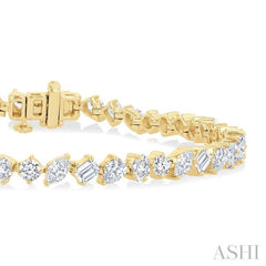 5 3/4 Ctw Mixed Shape Cut Diamond Fashion Bracelet in 14K Yellow Gold