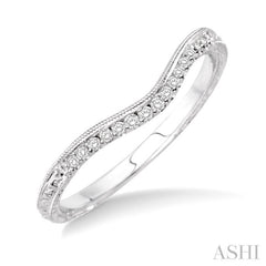1/10 Ctw Round Cut Diamond Wedding Band in 14K White Gold