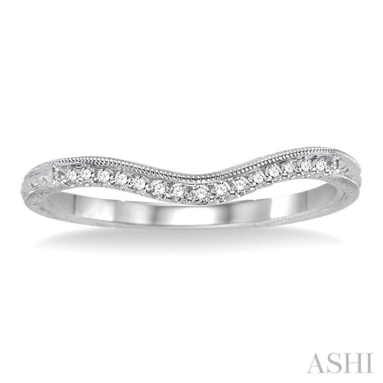 1/10 Ctw Round Cut Diamond Wedding Band in 14K White Gold