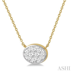 1/3 Ctw Oval Shape Lovebright Diamond Pendant With Chain in 14K Yellow and White Gold