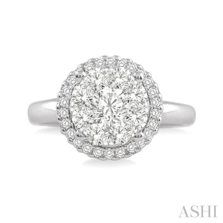 1/2 Ctw Lovebright Round Cut Diamond Engagement Ring in 14K White Gold