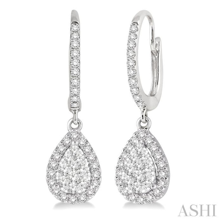 5/8 Ctw Pear Shape Diamond Lovebright Earrings in 14K White Gold