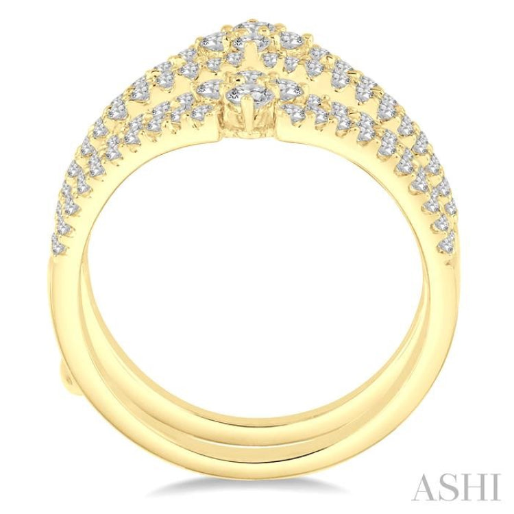 7/8 Ctw Round Diamond Insert Ring in 14K Yellow Gold