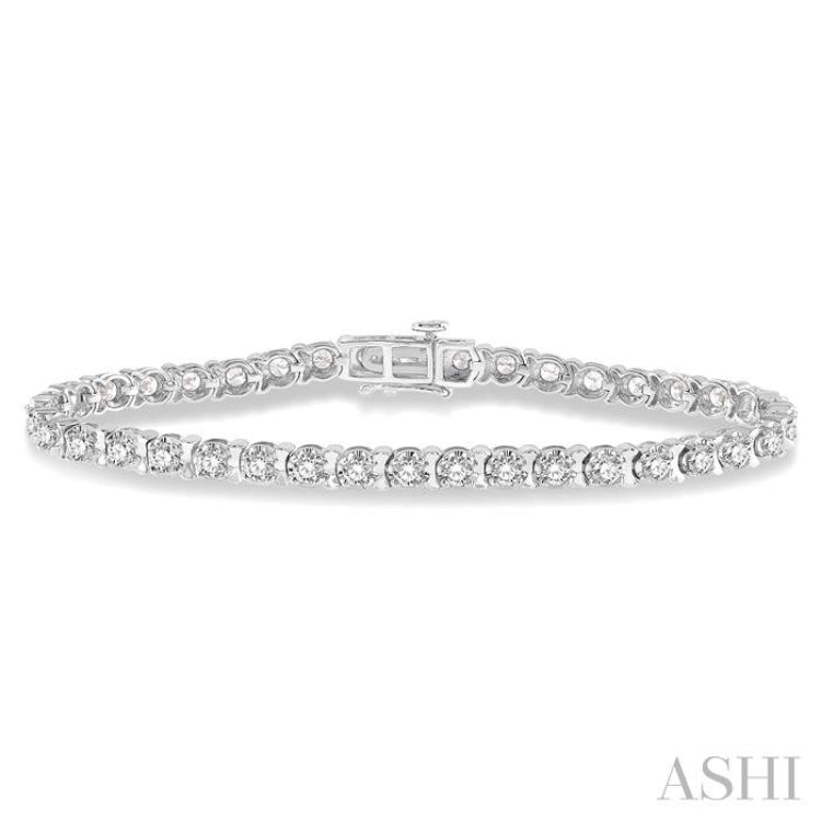 4 Ctw Round Cut Diamond Tennis Tulip Bracelet in 14K White Gold