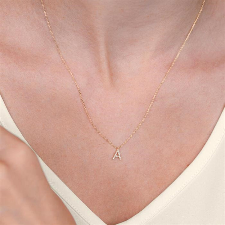 1/20 Ctw Initial 'J' Round Cut Diamond Pendant With Chain in 10K White Gold