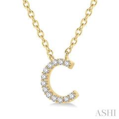 1/20 Ctw Initial 'C' Round Cut Diamond Pendant With Chain in 10K Yellow Gold