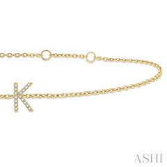 1/20 Ctw Initial 'K' Round Cut Diamond Bracelet in 10K Yellow Gold