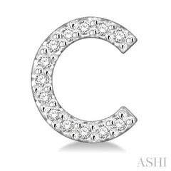 1/10 Ctw Initial 'C' Single Cut Diamond Earrings in 10K White Gold