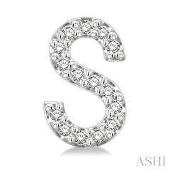 1/10 Ctw Initial 'S' Single Cut Diamond Earrings in 10K White Gold