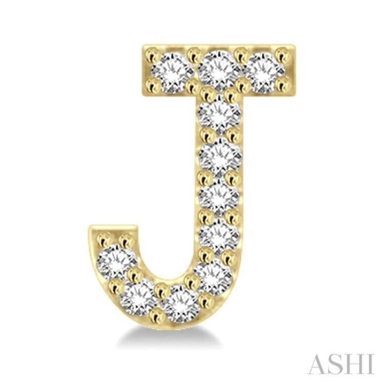 1/10 Ctw Initial 'J' Single Cut Diamond Earrings in 10K Yellow Gold