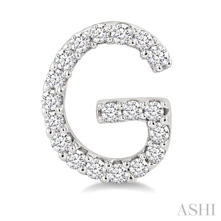1/8 Ctw Initial 'G' Single Cut Diamond Earrings in 10K White Gold