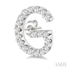 1/8 Ctw Initial 'G' Single Cut Diamond Earrings in 10K White Gold