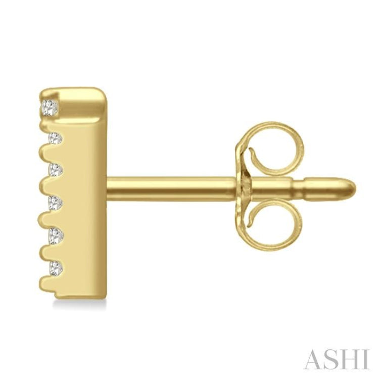 1/10 Ctw Initial 'T' Single Cut Diamond Earrings in 10K Yellow Gold