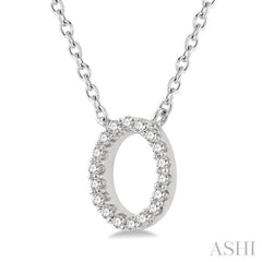 1/20 Ctw Initial 'O' Round Cut Diamond Pendant With Chain in 10K White Gold
