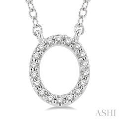 1/20 Ctw Initial 'O' Round Cut Diamond Pendant With Chain in 10K White Gold