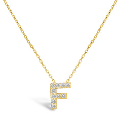 Letter Of Mine, Let It Shine/ CZ- F / Gold plated Necklace