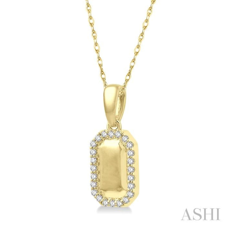 1/10 Ctw Round Cut Diamond Tag Pendant With Chain in 10K Yellow Gold