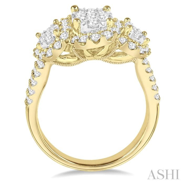 1 1/3 Ctw Diamond Lovebright Ring in 14K Yellow and White Gold