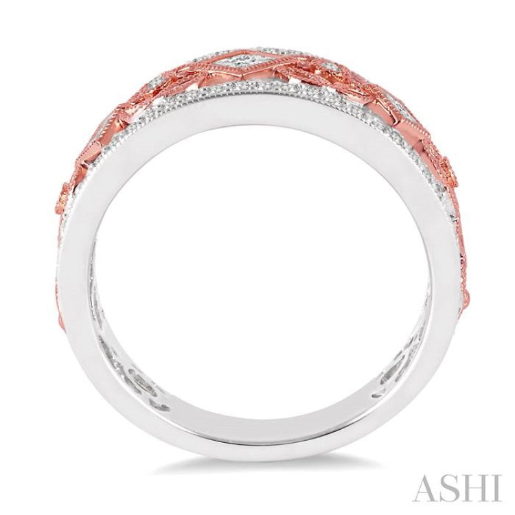 5/8 Ctw Round and Princess Cut Diamond Wide Band in 14K White and Rose Gold