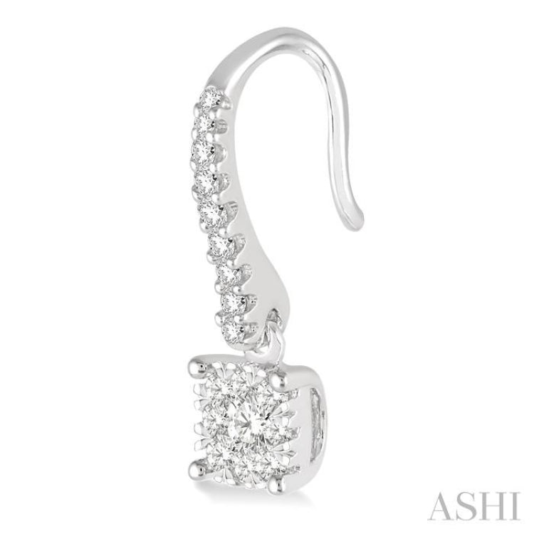 1/2 Ctw Square Shape Diamond Lovebright Earrings in 14K White Gold