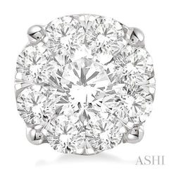 4 Ctw Lovebright Round Cut Diamond Stud Earrings in 14K White Gold