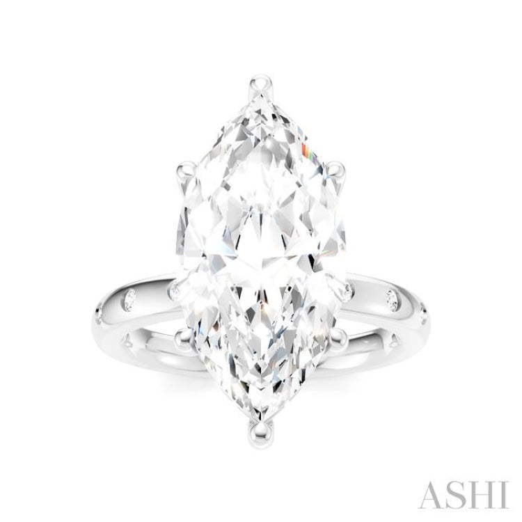 1/5 Ctw Akari Marquise Shape Round Cut Diamond Semi-Mount Engagement Ring in 14K White Gold