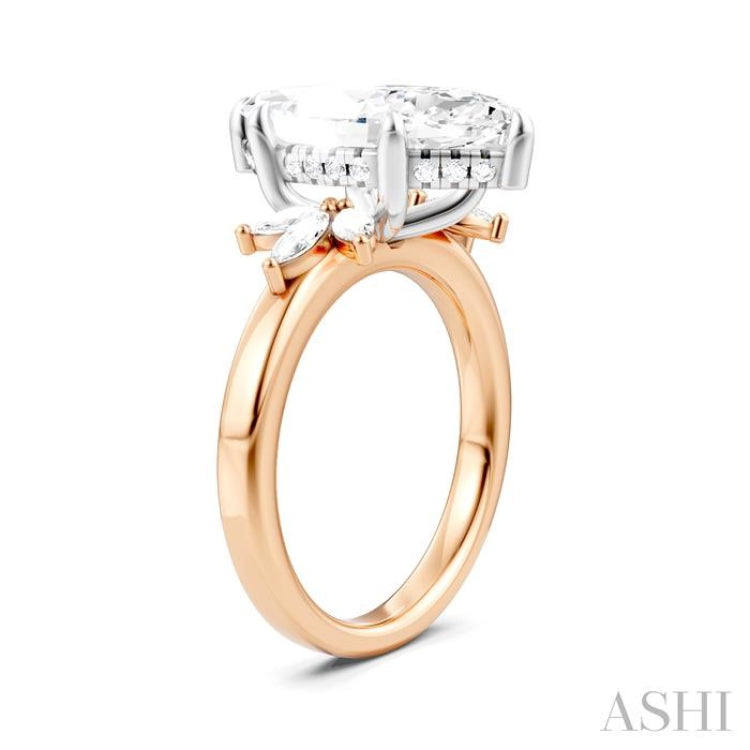 5/8 Ctw Akari Marquise and Round Cut Diamond Semi-Mount Engagement Ring in 14K Rose and White Gold