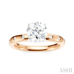 1/6 Ctw Round Shape Round Cut Diamond Semi-Mount Engagement Ring in 14K Rose and White Gold