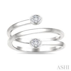 1/5 Ctw Spiral Bezel Set Oval Cut Diamond Fashion Ring in 14K White Gold
