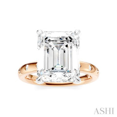 1/5 Ctw Akari Emerald Shape Round Cut Diamond Semi-Mount Engagement Ring in 14K Rose and White Gold