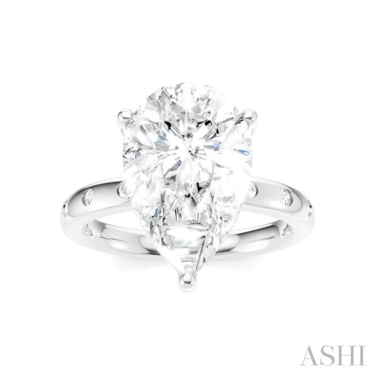 1/5 Ctw Akari Pear Shape Round Cut Diamond Semi-Mount Engagement Ring in 14K White Gold