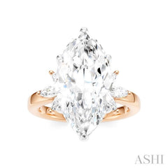 5/8 Ctw Akari Marquise and Round Cut Diamond Semi-Mount Engagement Ring in 14K Rose and White Gold