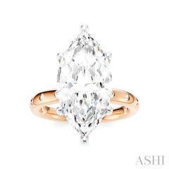 1/5 Ctw Akari Marquise Shape Round Cut Diamond Semi-Mount Engagement Ring in 14K Rose and White Gold