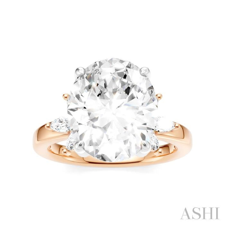 5/8 Ctw Akari Oval Shape Marquise and Round Cut Diamond Semi-Mount Engagement Ring in 14K Rose and White Gold