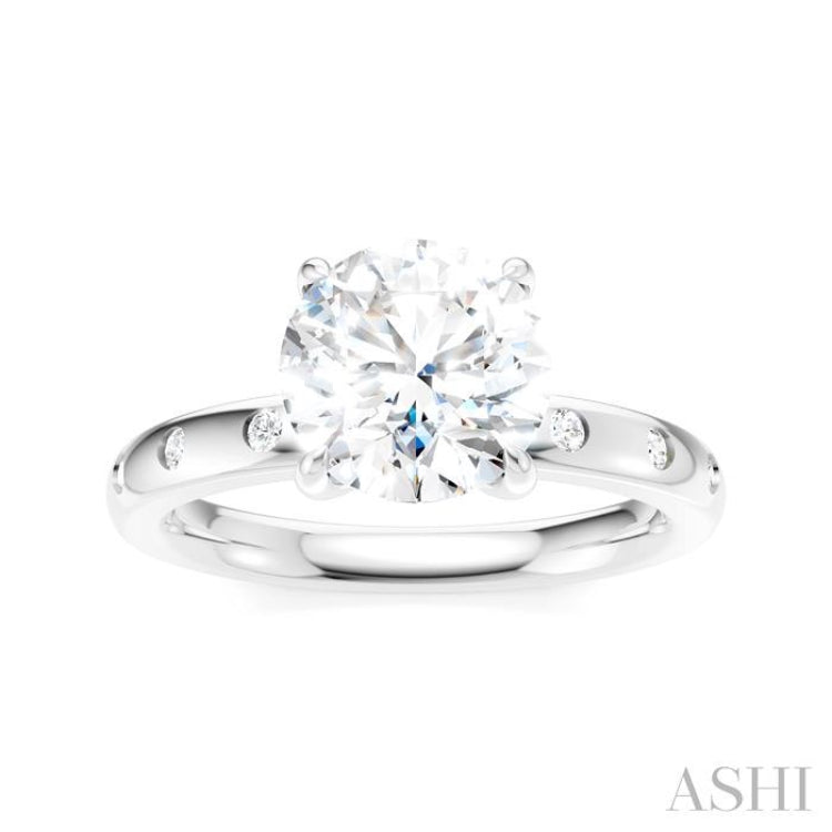 1/6 Ctw Round Shape Round Cut Diamond Semi-Mount Engagement Ring in 14K White Gold