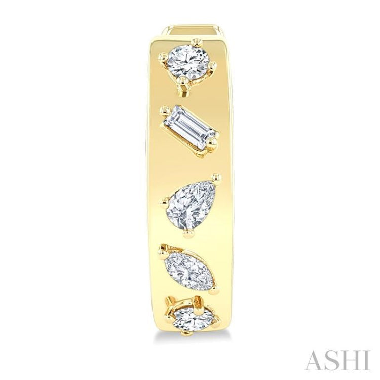1/3 Ctw Mixed Cut Diamond Fashion Hoop Earrings in 14K Yellow Gold