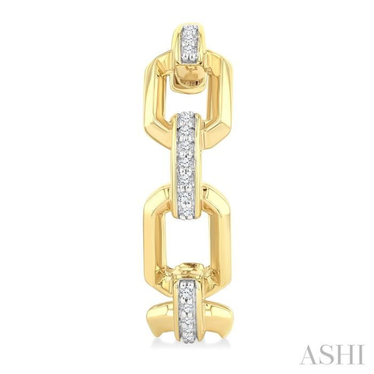 1/10 Ctw Bold Open Window Octagonal Shaped Round Cut Diamond Fashion Hoop Earrings in 10K Yellow Gold