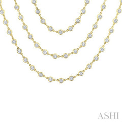 20 Ctw Bezel Set Round Cut Diamond Layered 60-Inch Necklace in 14K Yellow Gold