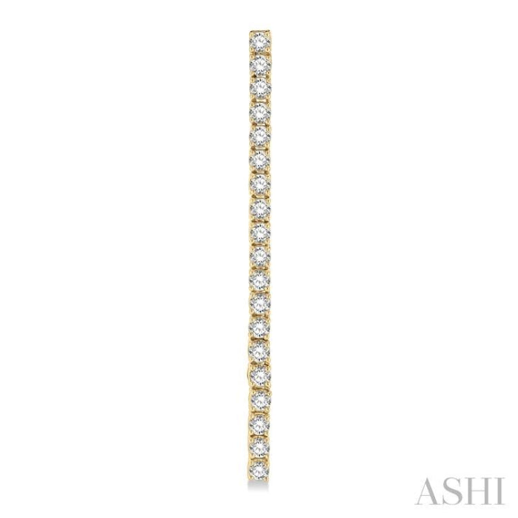 2 Ctw Single Line Drop Round Cut Diamond Tennis Earrings in 14K Yellow Gold