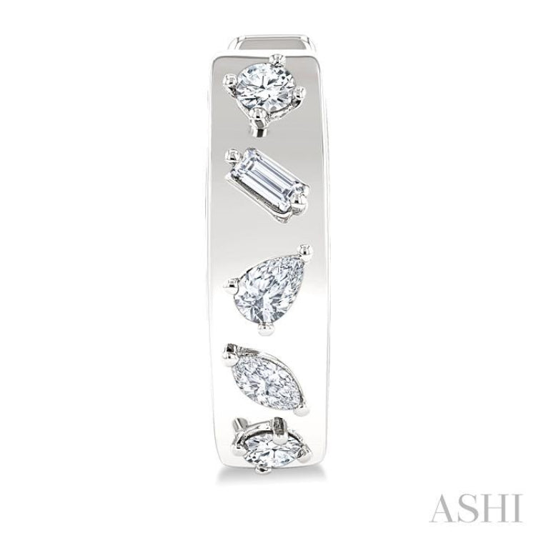 1/3 Ctw Mixed Cut Diamond Fashion Hoop Earrings in 14K White Gold