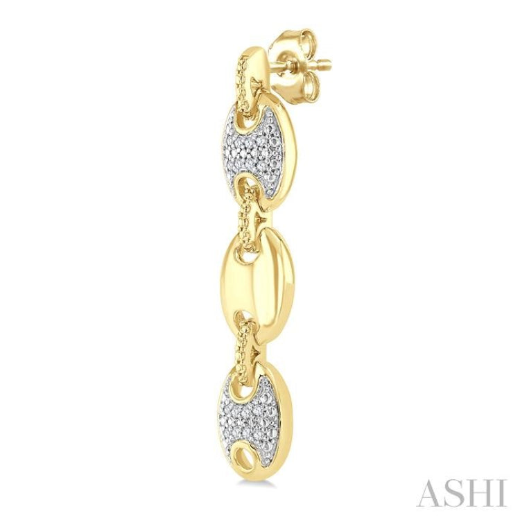 1/10 Ctw Bold Mariner Link Round Cut Diamond Fashion Earring in Yellow Gold Vermeil
