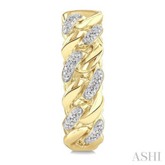 1/10 Ctw Round Cut Diamond Cuban Link Hoop Earrings in Yellow Gold Vermeil
