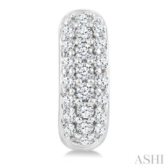 1/3 Ctw Triple Row Round Cut Diamond Huggie Earrings in 10K White Gold