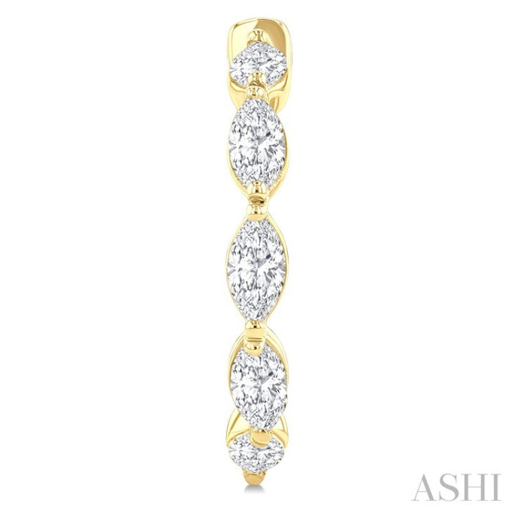 3/4 Ctw Marquise Cut Diamond Fashion Half Hoop Earrings in 14K Yellow Gold